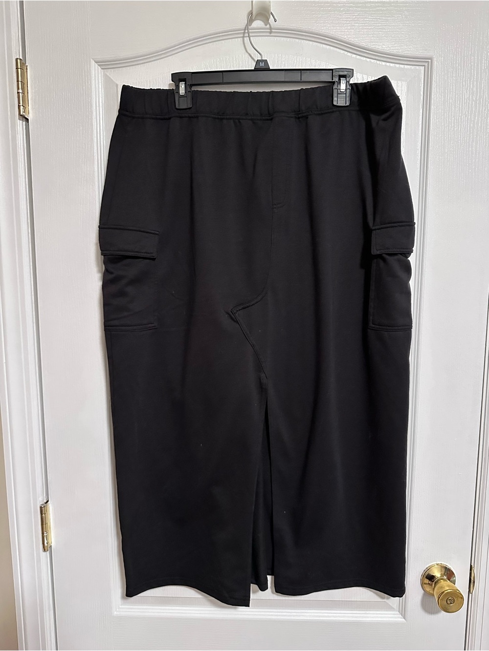 No Boundaries Black Cargo Maxi Skirt Front Slit Stretch XXL